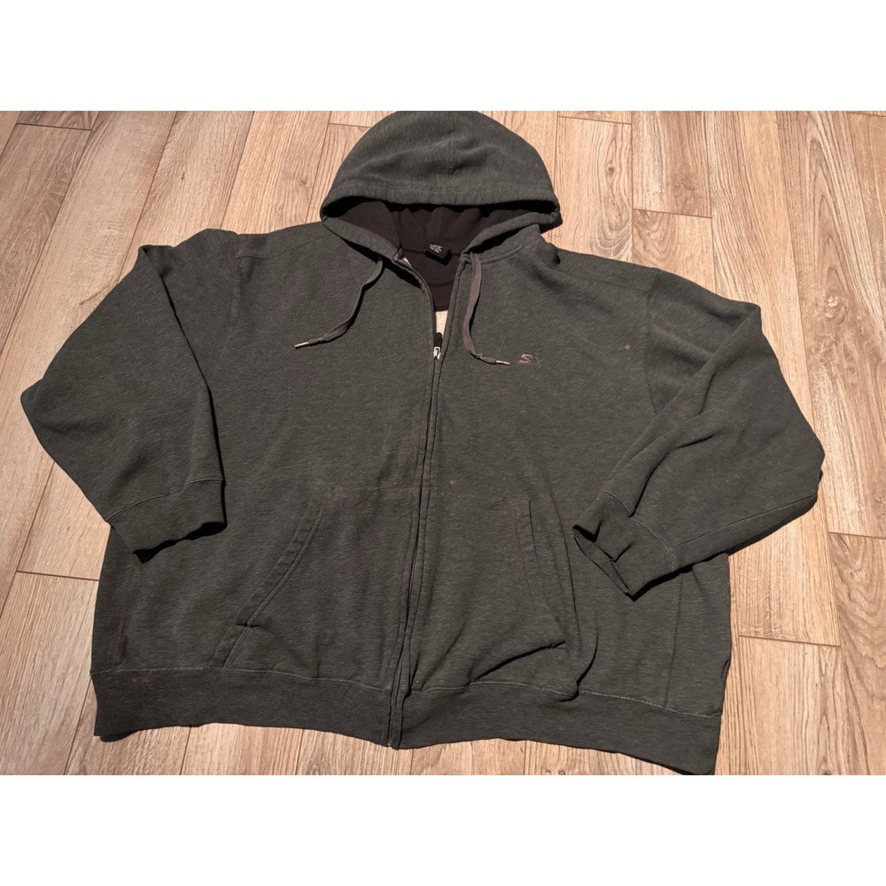 Starter Mens 2XL Charcoal Heather Full Zip Fleece‎ Hoodie Sweatshirt